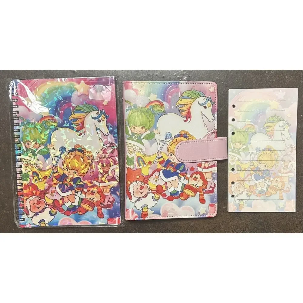 Rainbow Brite Faux Leather Size A6 Binder with stationery & Notebook